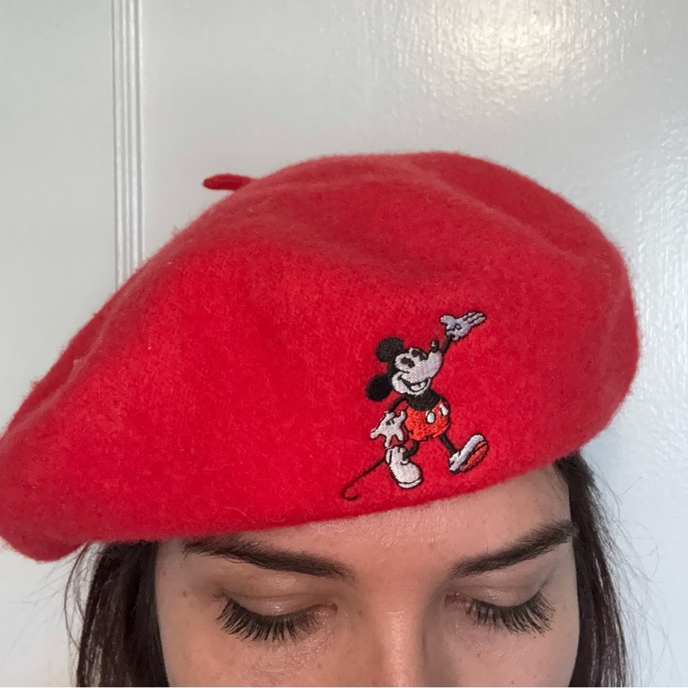 Disney Red Beret with Mickey Mouse Design